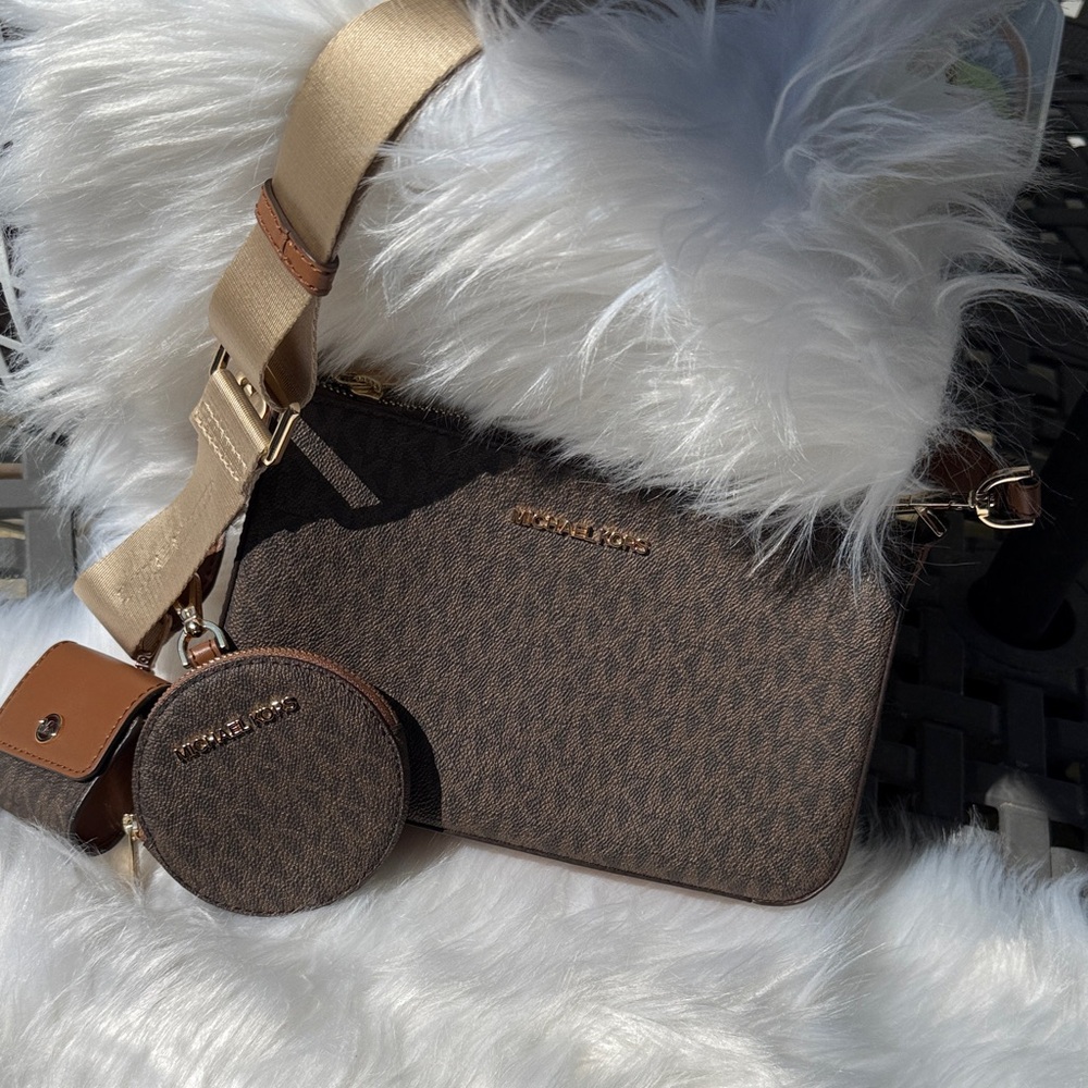 Michael Kors Brown and Gold Crossbody Bag